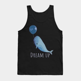 A white whale with geometric striped pattern and blue balloon Tank Top